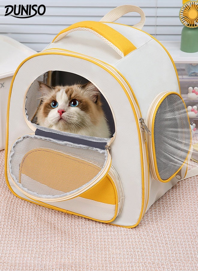 DUNISO Pet Carrier Backpack Portable Pet Breathable Pet Carrier Hiking Backpack with Ventilated Mesh Soft-sided Mesh Pet Pack Two-Sided Entry Expandable and Foldable Cat Backpack for Small and Medium-sized Cats and Pets - Image 1