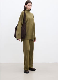 Manuka Straight Leg Knit Trousers Green  - Image 2