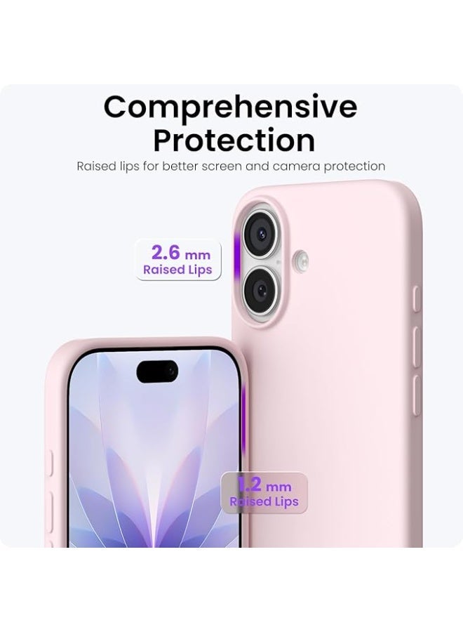 جراب متوافق مع iPhone 17 مقاس 6.3 بوصة، جراب هاتف نحيف من السيليكون السائل بثلاث طبقات مغطى بالكامل بجل ناعم مطاطي وغطاء واقٍ مقاس 6.3 بوصة، وردي طباشيري - Image 2