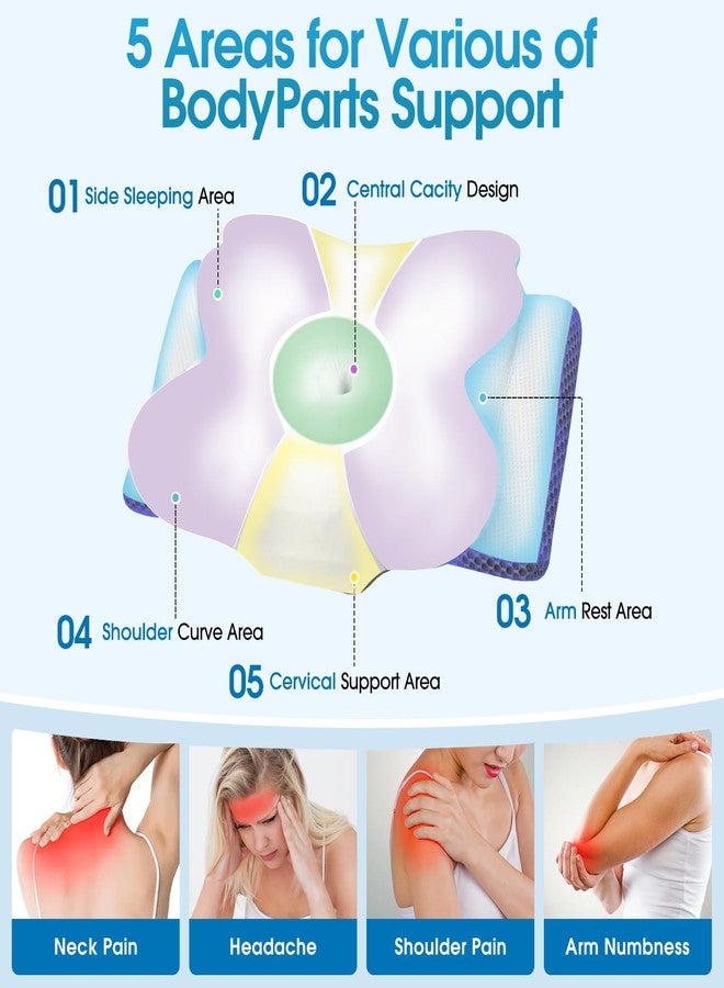 CloudBliss وسادة كلاود بليس المصنوعة من رغوة الذاكرة للرقبة والكتفين، وسادة داعمة للرقبة مع غطاء تبريد، وسادة سرير مريحة، دعم لمن ينامون على الجانب أو الظهر أو البطن (لون وردي، حجم قياسي) - Image 3