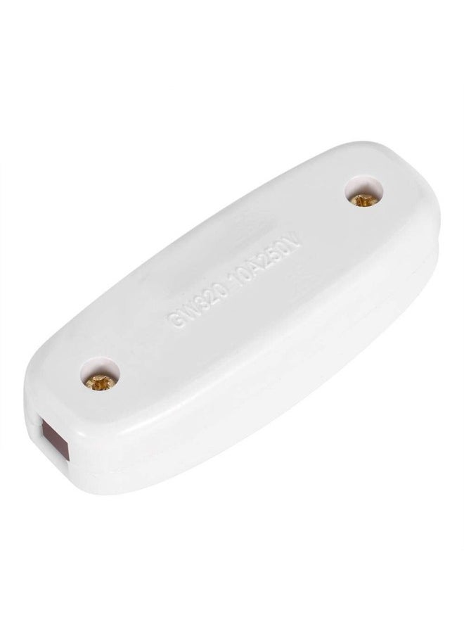silvercnc - Inline Switch, Appliance Switch, AC 250V 10A Inline ON/Off Rocker Switch Feed-Through Table Desk Lamp Cord Cable Switch with LED Indicator Light(White) - Image 1