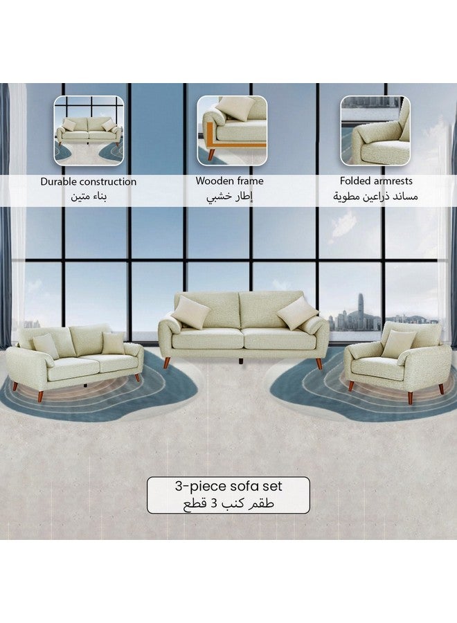 ميكاسا مكاسا طقم كنب مكون من 3 قطع يتألف من 6 مقاعد بتصميم عالي الجودة باللون البيج  154.8 × 154.8 × 154.8 سم 23168A-B - Image 3
