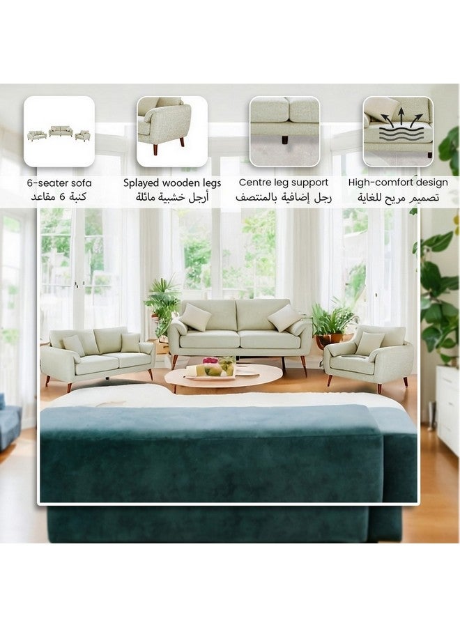 ميكاسا مكاسا طقم كنب مكون من 3 قطع يتألف من 6 مقاعد بتصميم عالي الجودة باللون البيج  154.8 × 154.8 × 154.8 سم 23168A-B - Image 4