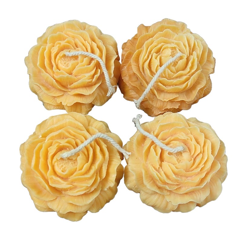 Velas Hand Crafted Peony Flower Scented Soy Wax Candle Perfect for Home Decor Lighting Diwali Gifting 4GoldenPeonyFlower