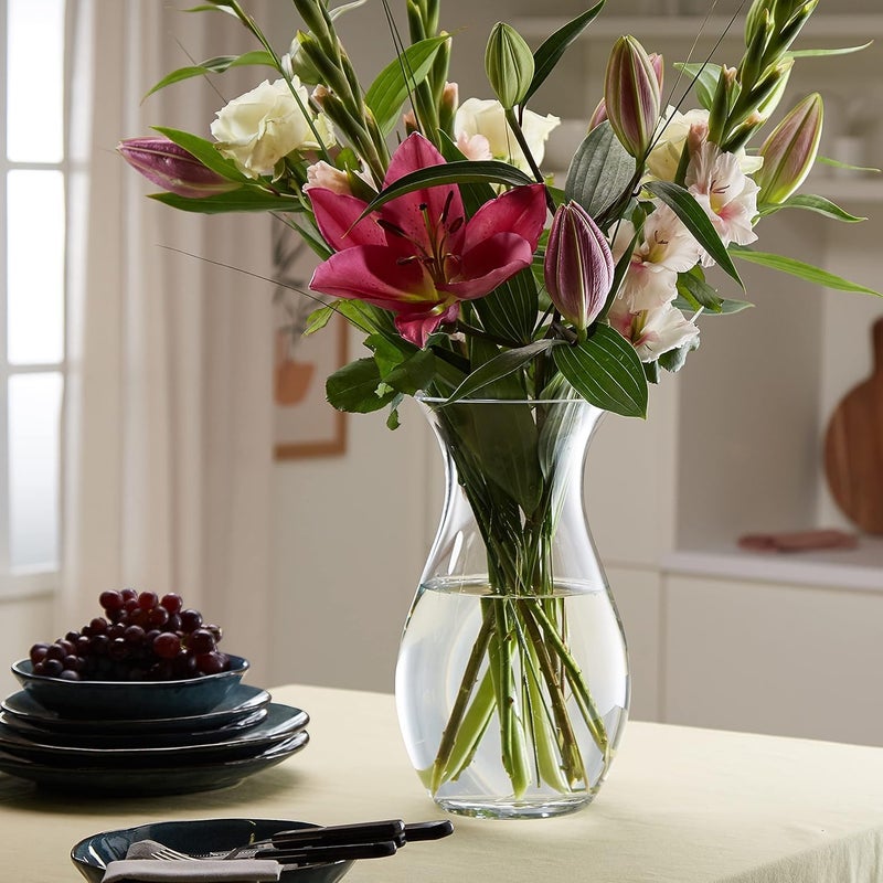 LSA Flower Kiln Vase H32cm Clear Glass Elegant Curved Neck Vase for Fresh or Dried Flowers, Made in Poland - Image 5
