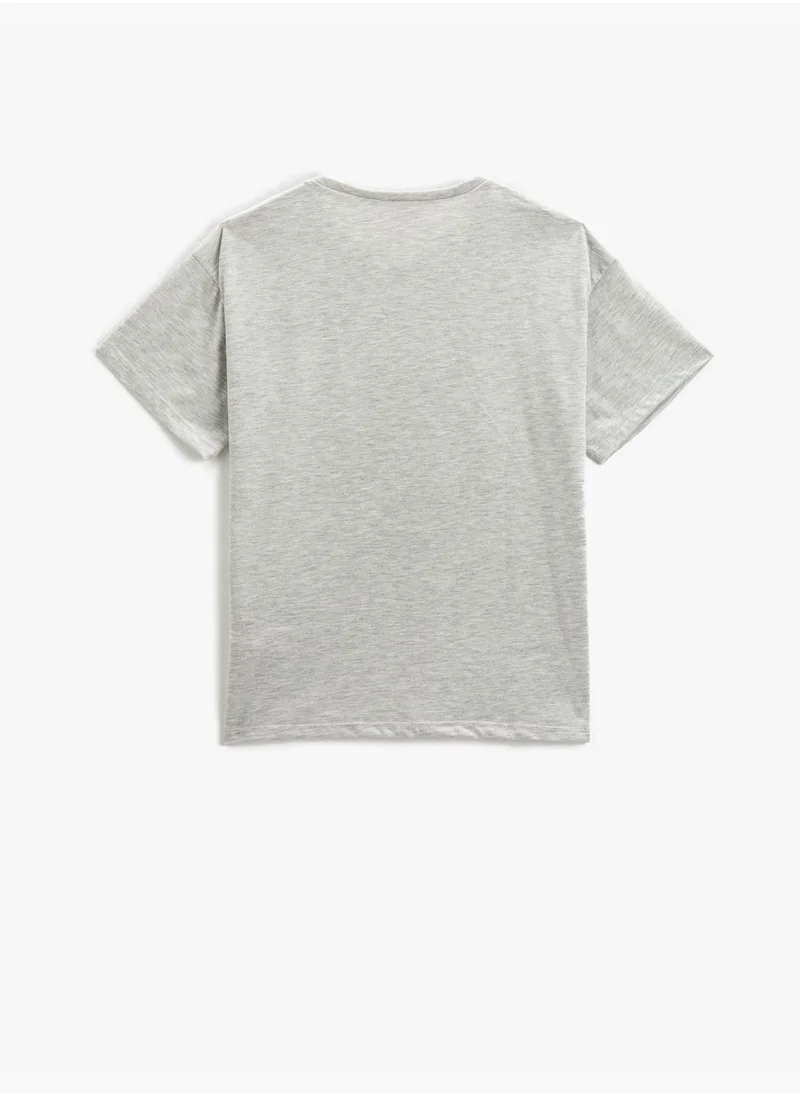 كوتون Printed T-Shirt Short Sleeve Crew Neck Cotton