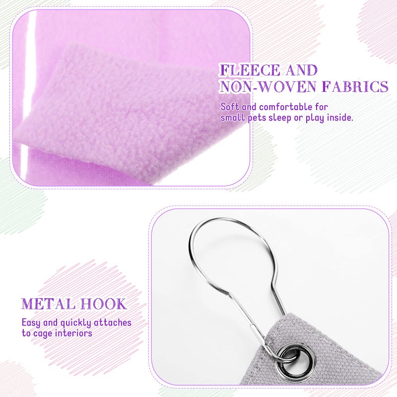 Shappy 2 Pcs Guinea Pig Hideout Hideaway Corner Fleece Toys Cage Accessories Cute Ferret Hammock for Ferrets Chinchillas Hedgehogs Small Pets(Grey with Pink, Grey with Purple, Heart-Shape) - Image 3