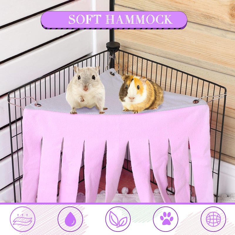 Shappy 2 Pcs Guinea Pig Hideout Hideaway Corner Fleece Toys Cage Accessories Cute Ferret Hammock for Ferrets Chinchillas Hedgehogs Small Pets(Grey with Pink, Grey with Purple, Heart-Shape) - Image 4