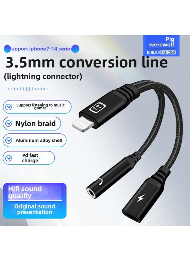 Generic - Mobile Phone Lightning Earphone Adapter Cable Charging Transmission Two-In-One OTG Adapter High Quality Copper Core Cable-Color:FBCH-ZHX-12 Pink For Apple To 3.5 Live For Apple Charging Can't Call - Image 1