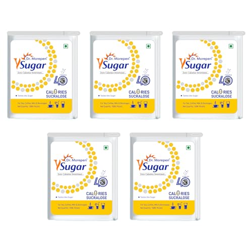 Dr. Morepen Y Sugar Pellets (Sucralose) | 100% Safe | Sweet like Sugar but with zero calories | 100% Natural Sweetener (Pack of 5) - Image 1