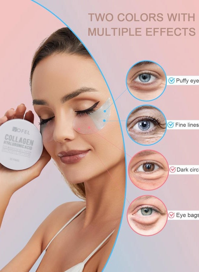 VOFEL Under Eye Patches for Puffy Eyes and Dark Circles Hydrating Eye Mask with Collagen Eye Gel Pads Reduce Wrinkles Skin Treatment 30 Pairs - Image 2