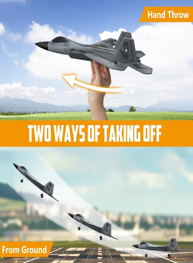 HAWK'S WORK 2 CH RC Airplane, F-22 Plane Ready to Fly, 2.4GHz Remote Control, Easy to Fly RC Glider for Kids & Beginners - Image 3