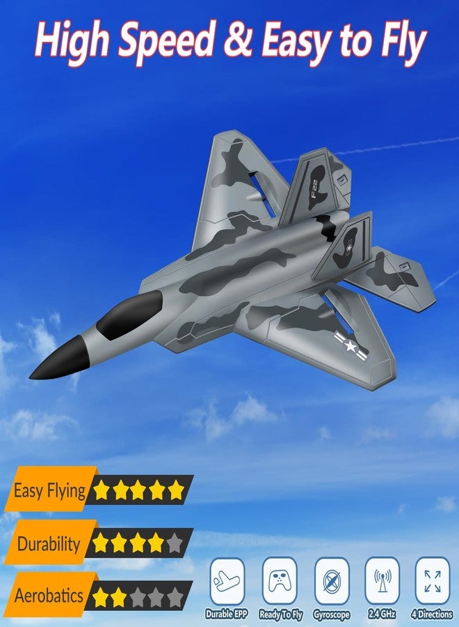 HAWK'S WORK 2 CH RC Airplane, F-22 Plane Ready to Fly, 2.4GHz Remote Control, Easy to Fly RC Glider for Kids & Beginners - Image 2