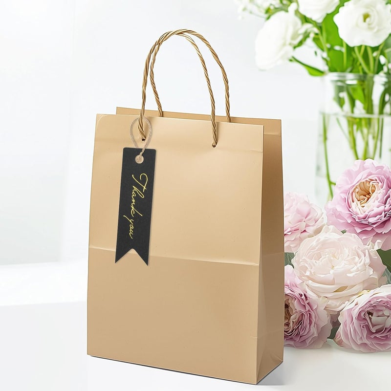 g2plus High-end Metallic Gold Thank You Tags, 100PCS 2.8'' x 0.8'' Gift Tags with String for Arts and Crafts,Gift Wrapping (Black) - Image 5