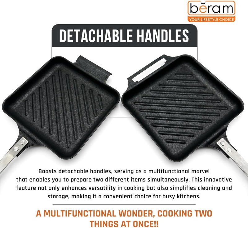 Beram Sandwich Maker Multifunctional Double Sided Gas Hand Toaster Non-stick Grill and Panini Press with Handles, BST500HD - Image 2