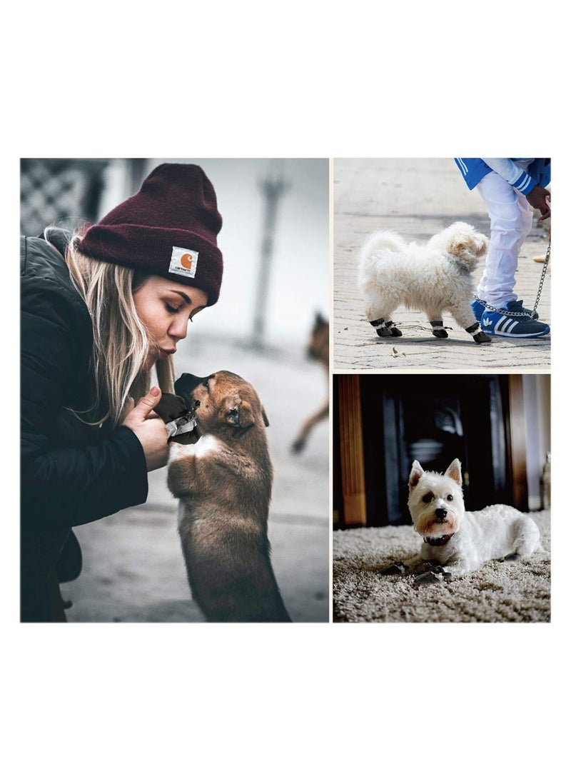 KASTWAVE أحذية للكلاب، أحذية واقية للكلاب مع أحزمة عاكسة - أحذية غير قابلة للانزلاق للكلاب الصغيرة إلى المتوسطة والجراء - مجموعة من 4 - واقي مثالي للأقدام على الأرصفة الساخنة (المقاس 5 أسود) - Image 5