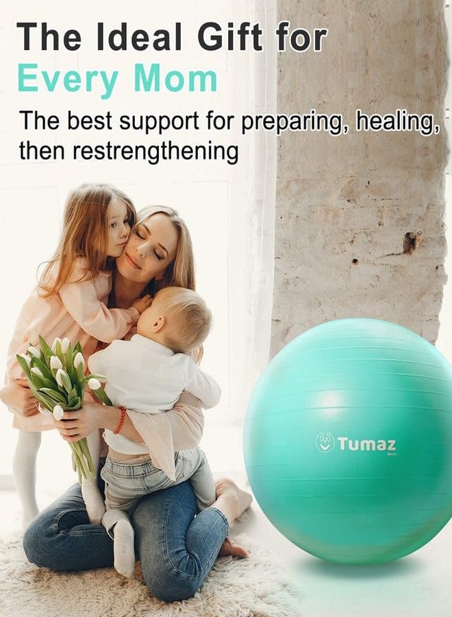 Tumaz Birth Ball for Pregnancy & Labor - Including Birthing Ball/Peri Bottle/Yoga Strap/Non-Slip Socks for Exercises Set with Quick Foot Pump & Instruction Poster - Image 4