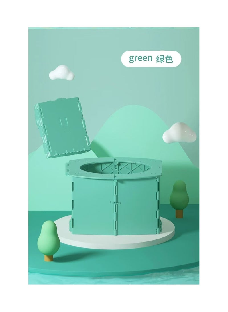 Children's Folding Toilet，Portable Potty Seat,Kids Outing Travel Car Toilet Seat with Travel Bag，Toddler Potty Training Seat，for Car, Camping, Outdoor, indoor (Green) - Image 1