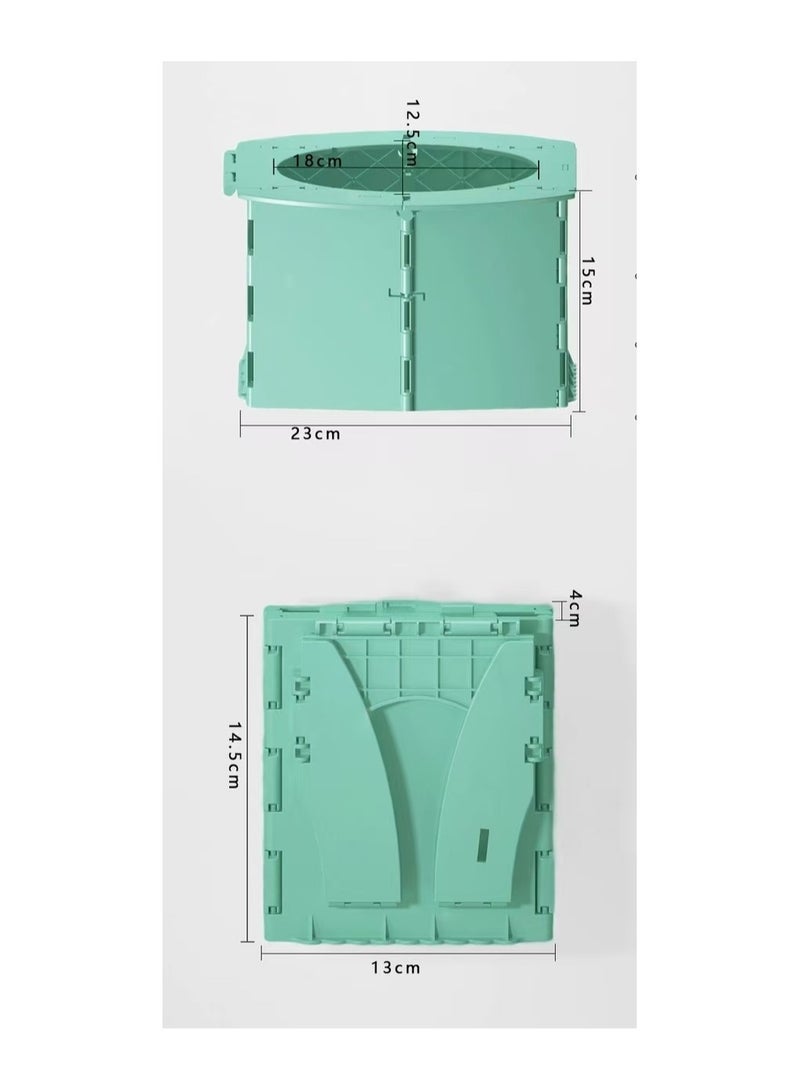 Children's Folding Toilet，Portable Potty Seat,Kids Outing Travel Car Toilet Seat with Travel Bag，Toddler Potty Training Seat，for Car, Camping, Outdoor, indoor (Green) - Image 2