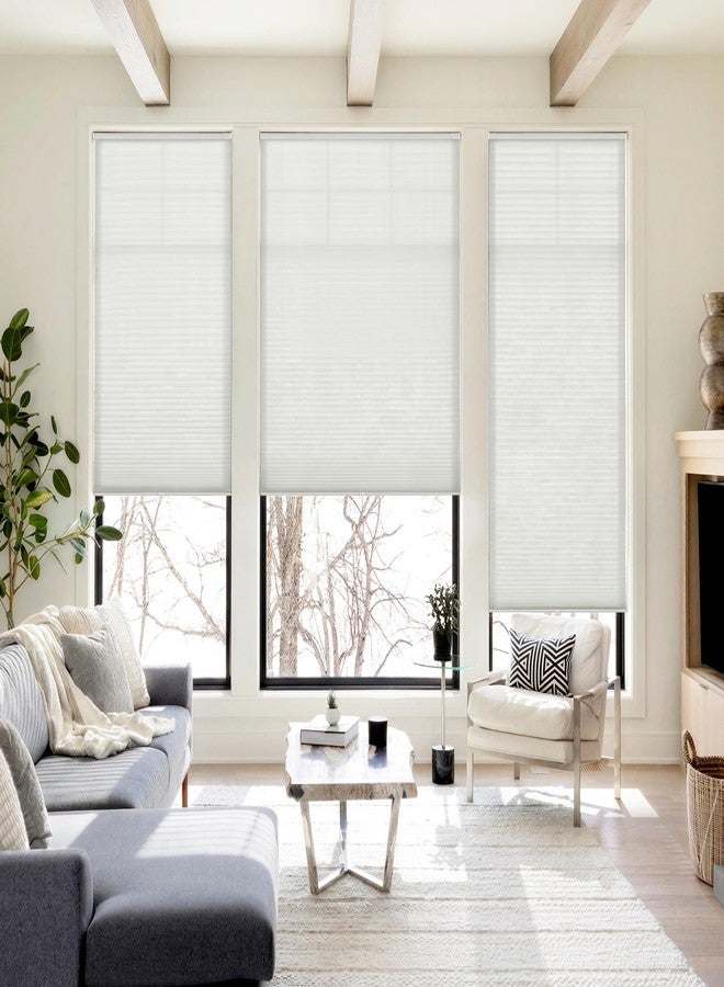 LazBlinds Cordless Cellular Shades No Tools No Drill Light Filtering Polyester Cellular Blinds for Window Size 35'' W x 48'' H, Light Grey - Image 5
