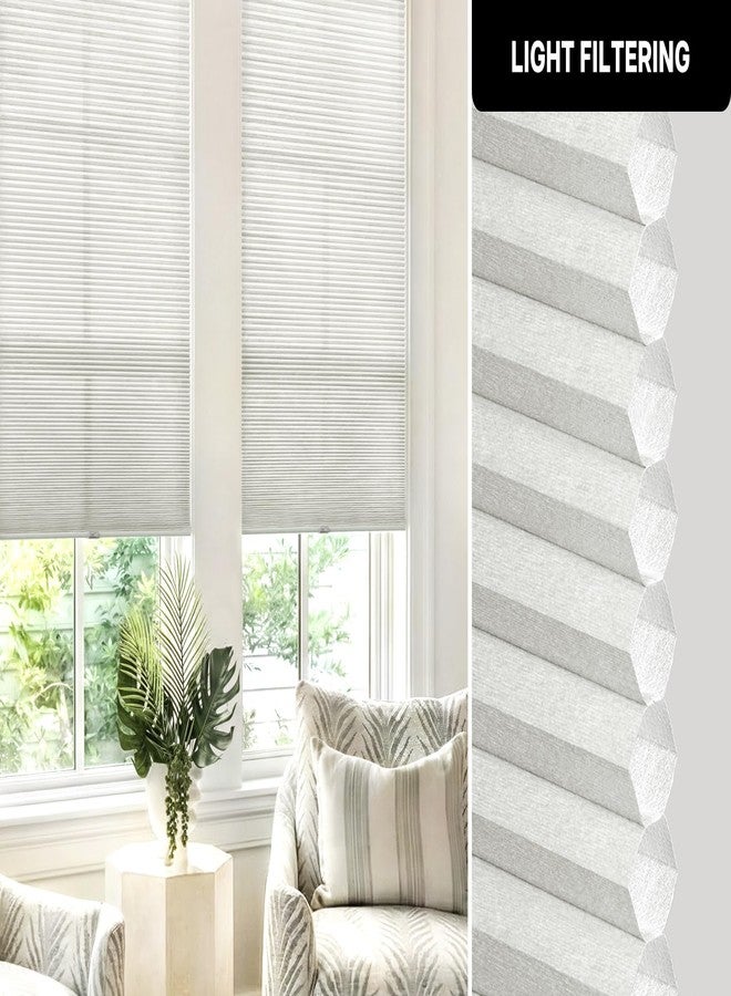 LazBlinds Cordless Cellular Shades No Tools No Drill Light Filtering Polyester Cellular Blinds for Window Size 35'' W x 48'' H, Light Grey - Image 4