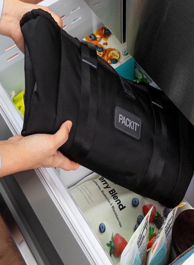 PackIt Freezable Carry Tote, Black/Gray, Engineered with ECOFREEZE+ Technology: Triple Layered Protection for Ultimate Cooling, Foldable, Reusable, Zip Closure, Designed for Fresh Food On the Go - Image 4