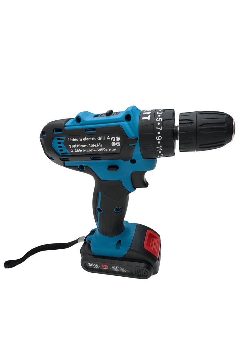 BONAI BN-HK62 36VF Cordless Power Drill, 2.0Ah Li-Ion Rechargeable Battery, 40N·m, 10mm Chuck, 2-Speed Transmission, Variable Speed Trigger, LED Light, Compact Handheld Driver - Image 2