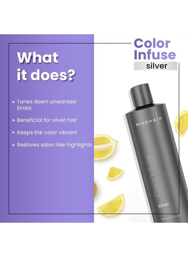 MoeHair Color Infuse Silver – 12 Fl. Oz | Purple Toner for Silver, Gray & White Hair | Neutralizes Unwanted Brassiness | Salon-Grade Hair Toner for Brassy Hair | Brass Off | Sulfate and Paraben-Free - Image 3