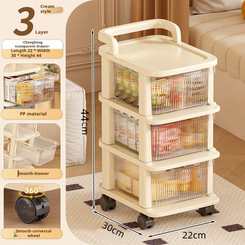 Mobile Storage Cart with Wheels, 5-Layer Transparent Drawers - Image 2