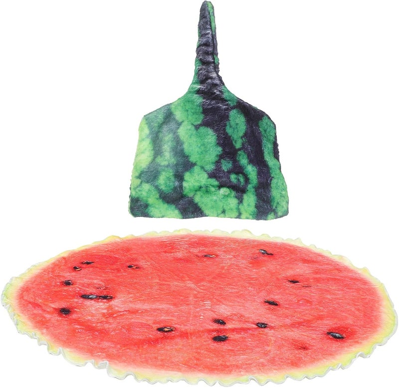 Watermelon Print Set with Cap, Flannel Receiving Blanket for Newborns, Soft Lightweight Nursery Bedding for Boys - Image 1