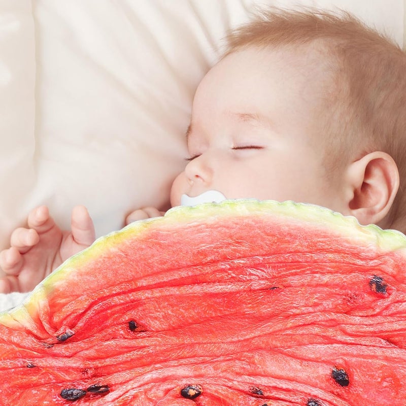 Watermelon Print Set with Cap, Flannel Receiving Blanket for Newborns, Soft Lightweight Nursery Bedding for Boys - Image 4