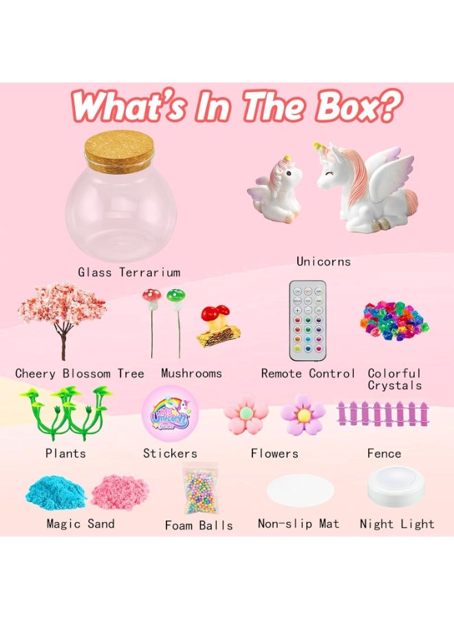 كيلا مجموعة أدوات صناعة تيراريوم يونيكورن للفتيات، اصنعي مصباح ليل يونيكورن خاص بك مع 16 وضعًا للتحكم عن بعد LED هدايا عيد الميلاد ألعاب إبداعية DIY للأطفال من سن 3 4 5 6 7 8 9 10 3-5 4-6 5-7 6-8 سنوات - Image 3