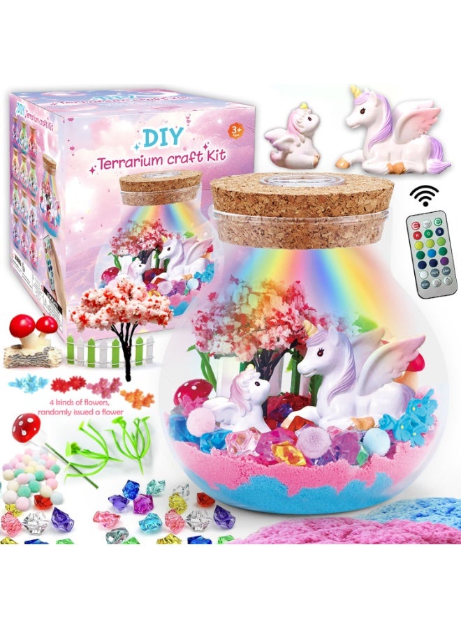 كيلا مجموعة أدوات صناعة تيراريوم يونيكورن للفتيات، اصنعي مصباح ليل يونيكورن خاص بك مع 16 وضعًا للتحكم عن بعد LED هدايا عيد الميلاد ألعاب إبداعية DIY للأطفال من سن 3 4 5 6 7 8 9 10 3-5 4-6 5-7 6-8 سنوات - Image 1