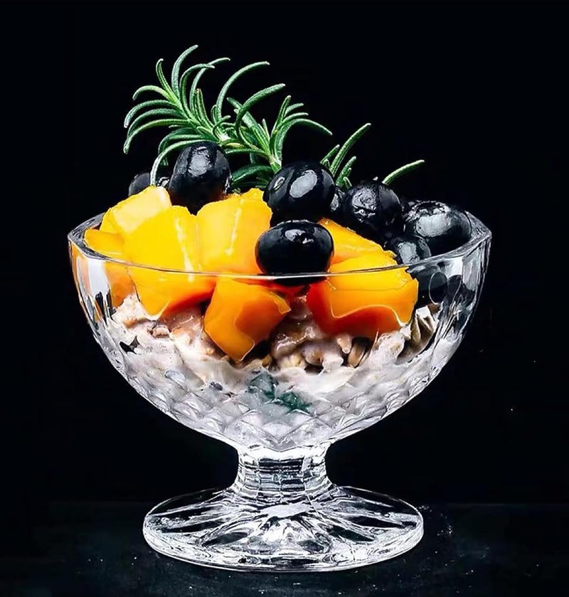 MARTVIA MARTVIA 300ML Ice Cream Glasses Cups Dishes for Desserts MilkshakeFruit and Pudding Glass Serving Bowls Perfect for Home Restaurants and Parties Dishwasher Safe Royal Bowls Set of 6  - Image 1