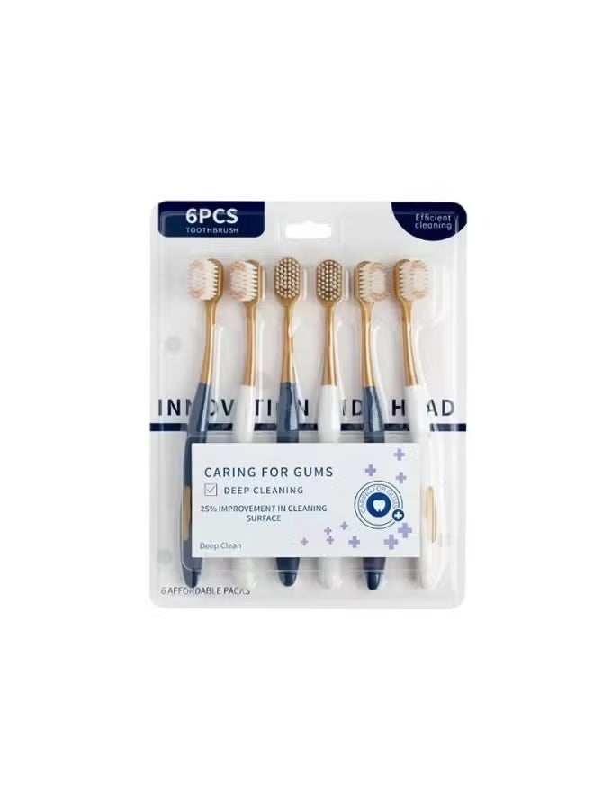 JUE FISH Adult Wide Head Soft Hair Toothbrush, Manual Toothbrush, Excellent Cleaning Effect for Large Head, Ultra Soft Brush Thread Can Gum-Friendly(6 Pack) - Image 1