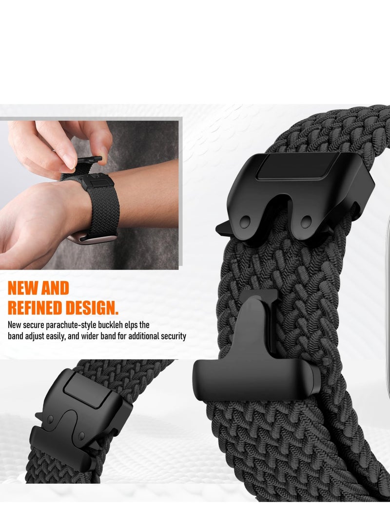 SZOXST Compatible for Apple Watch Band 49mm 46mm 45mm 44mm 42mm Elastic Nylon Braided Secure & Comfortable Stretchy Strap for Women Men,Parachute Buckle Bands for iWatch Ultra 3/2/1 Series 11 10 9 8 7 6 5 4 3 SE Black - Image 2