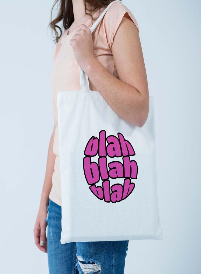 ARTBUG Tote Bag for Women, Aesthetic, Stylish, Ecofriendly, For College Girls, Office, Beach and Outings -Pink Blah Blah Blah Printed Canvas D - 330 - Image 2