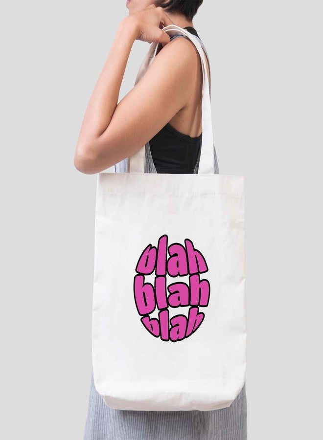 ARTBUG Tote Bag for Women, Aesthetic, Stylish, Ecofriendly, For College Girls, Office, Beach and Outings -Pink Blah Blah Blah Printed Canvas D - 330 - Image 3