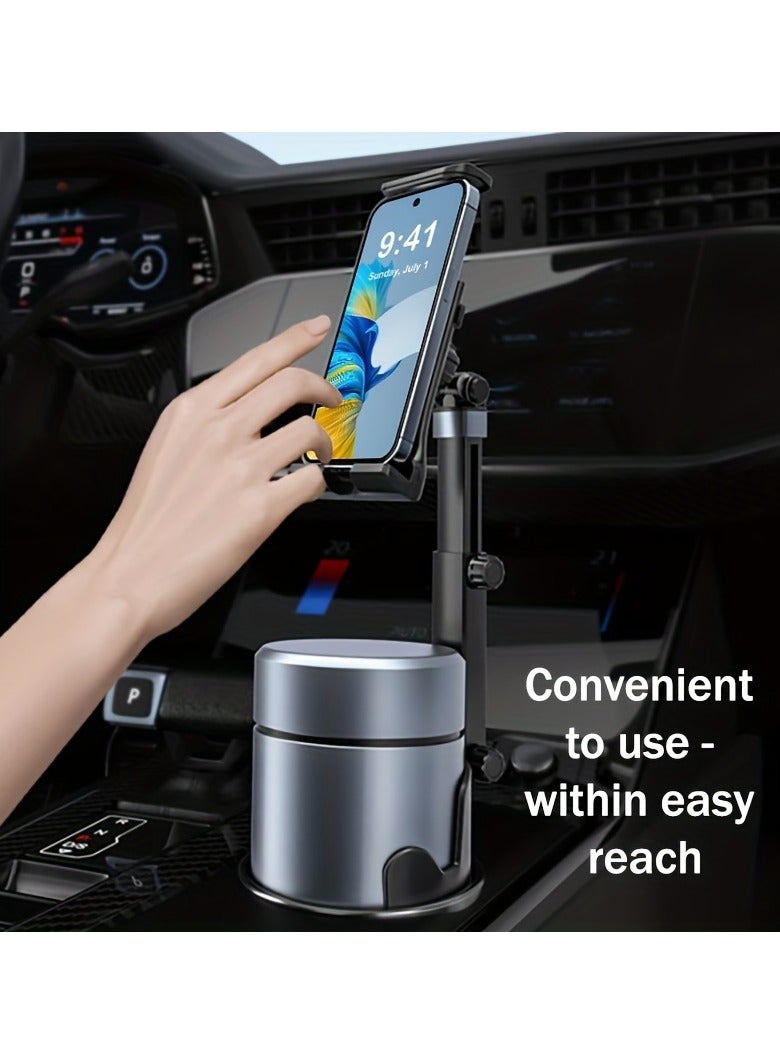 AROAQ Adjustable Car Phone and Tablet Mount, Universal Cup Holder Stand, Telescopic Extendable Rod, 360° Rotatable, View-Blocking Free, Compatible with 11.94-35.56cm Smartphones and Folding Screens, Fits Most Vehicle Cup Holders - Image 4