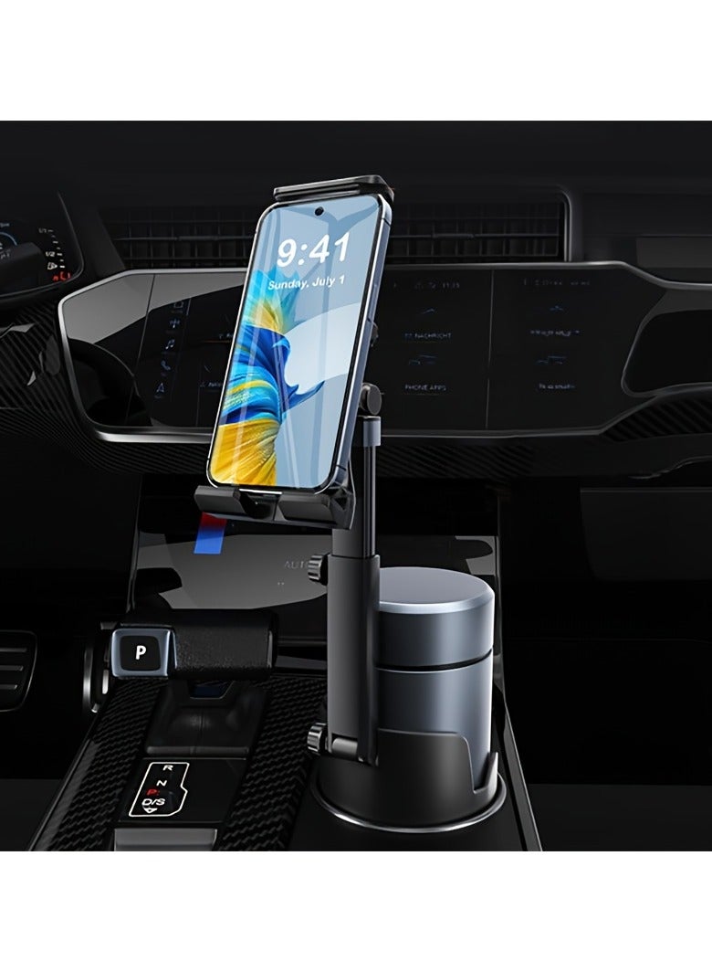 AROAQ Adjustable Car Phone and Tablet Mount, Universal Cup Holder Stand, Telescopic Extendable Rod, 360° Rotatable, View-Blocking Free, Compatible with 11.94-35.56cm Smartphones and Folding Screens, Fits Most Vehicle Cup Holders - Image 3