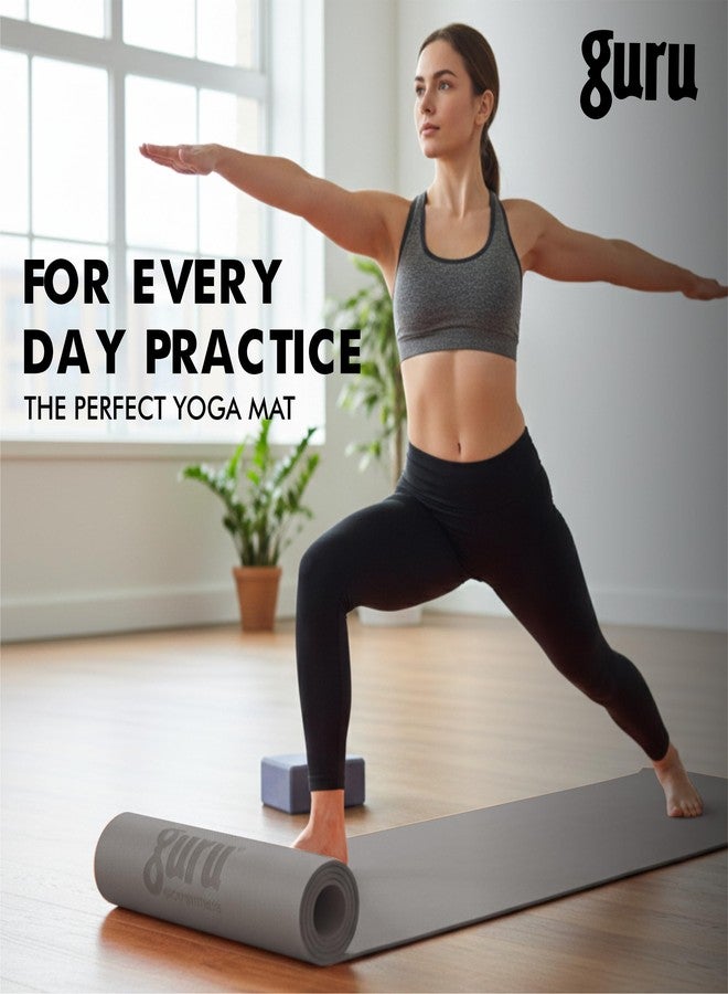 GURU Eva Yoga Mat For Men & Women, Anti Slip Mat for Gym Workout (Dark Grey, 4mm) - Image 3