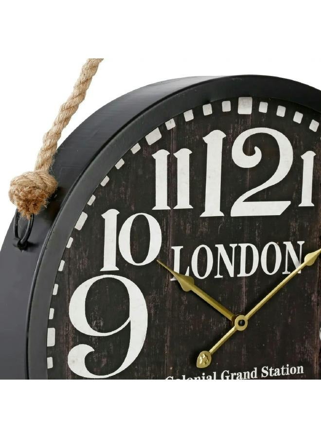 لوفت كورد، ساعة حائط، D52XW8.5CMS، أسود، معدن مع حبل تعليق-130352  تناسب جميع الديكورات - Image 2