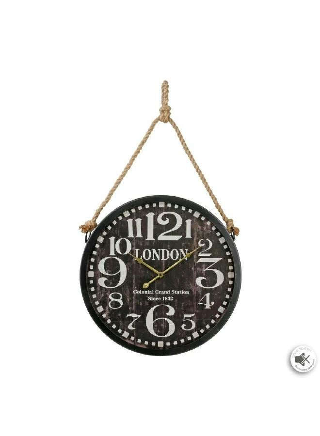 لوفت كورد، ساعة حائط، D52XW8.5CMS، أسود، معدن مع حبل تعليق-130352  تناسب جميع الديكورات - Image 4