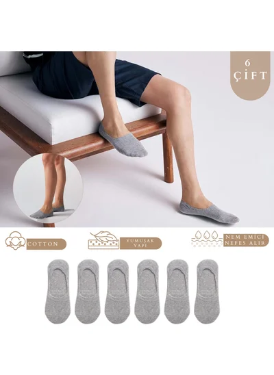 Kral Socks Women - Men Plain Pattern (6 Pairs) Cotton Anti-Sweat Ballerina Socks