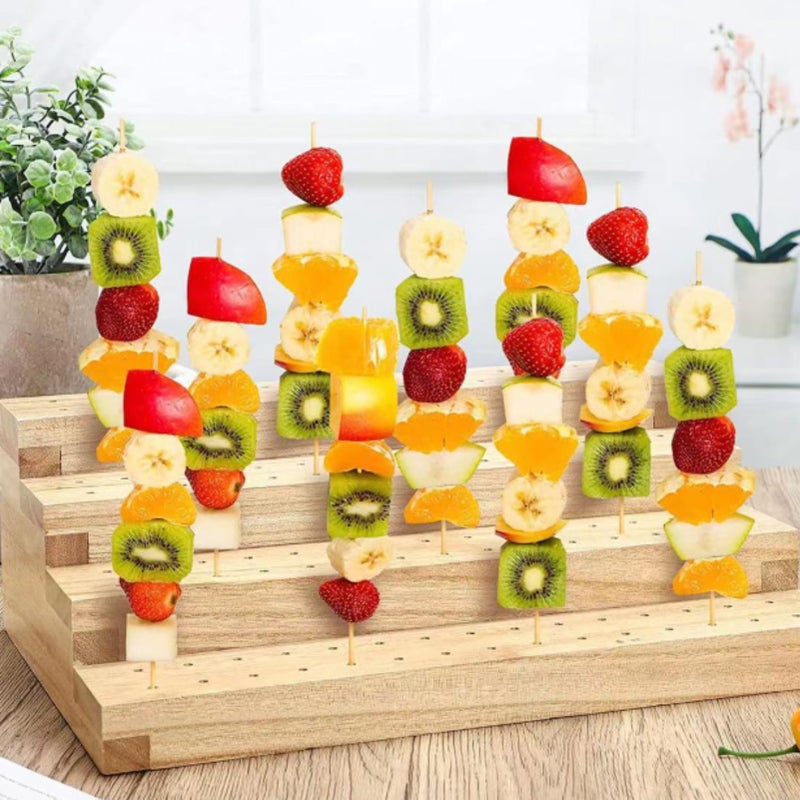 Bangminda 5-Tier Wooden Food Skewer Holder with 100 Bamboo Sticks, Party Skewers Tray, Food Display Stands for Party, Buffet, Cocktail and Catering - Image 5