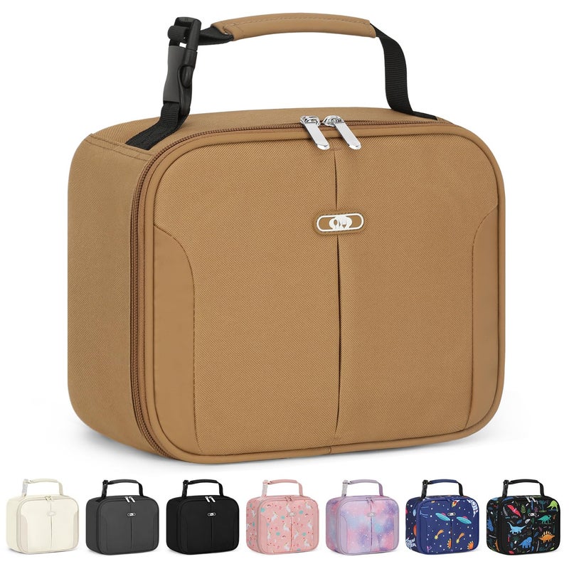 Capolo Insulated Lunch Bag for Kids and Adults, Lunch Box for Men Women, Insulated Reusable Lunch Bag for Work and School, Portable Lunch Box Cooler Bag, Cute Easy to Clean Lunch Tote Meal Bag, khaki - Image 1
