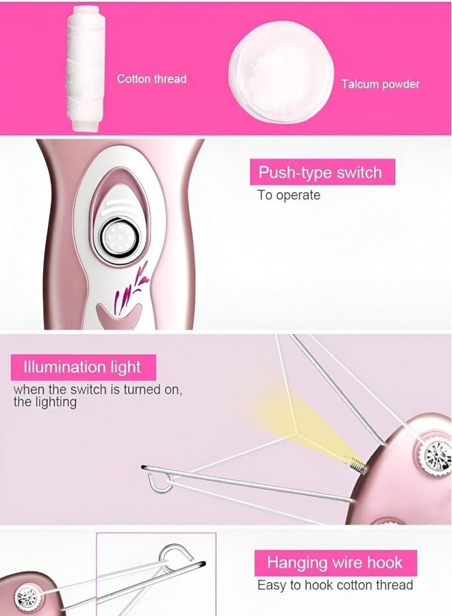 Generic Electric Cotton Thread Epilator Lady Facial threading Hair Remover for Women, Automatic Threader Machine Epilator for Fine Hairs on Face,Chin,Upper Lip, Arms (Pink Color)  - Image 3