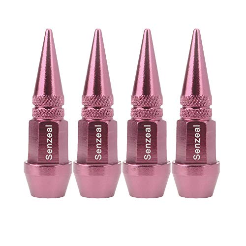 Senzeal 4X Long Impale Spiked Aluminum Car Truck Bike Wheel Tire Caps Air Dust Cover Pink - Image 1