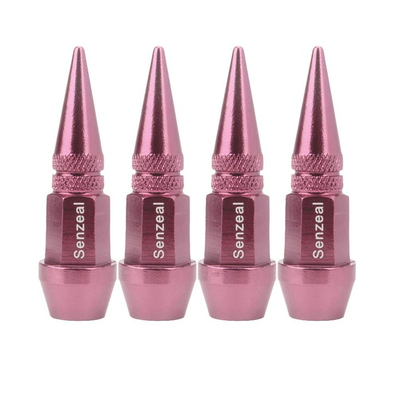 Senzeal 4X Long Impale Spiked Aluminum Car Truck Bike Wheel Tire Caps Air Dust Cover Pink - Image 3