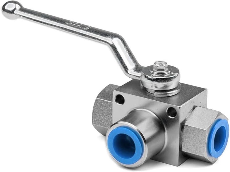 صمام كرة هيدروليكي ثلاثي الاتجاه 1/4 BSP عالي الضغط 500 بار للإغلاق للماء والنفط والغاز الطبيعي اللون G1/2 - Image 2